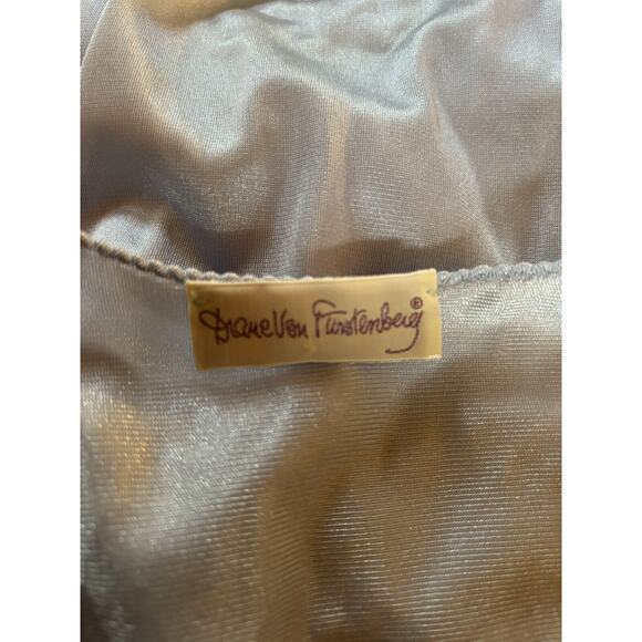 Vintage Diane Von Furstenberg Long Nightgown Small Light Blue Plunging Neckline - Picture 6 of 6